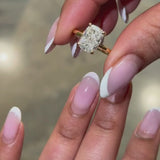 Cushion Cut Sterling Silver Engagement Ring With Hidden Halo