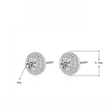 Round Double-Layer Luxurious S925 Sterling Silver Moissanite Stud Earrings