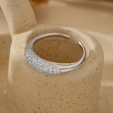 Stackable Pavé Open Band Ring in Sterling Silver