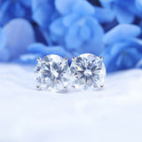 Classic 4 Prong Round Cut D Color Moissanite Stud Earrings