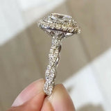 Double Halo Cushion Cut Twisted Shank Engagement Ring in Sterling Silver