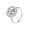 Double Halo Cushion Cut Engagement Ring In Sterling silver