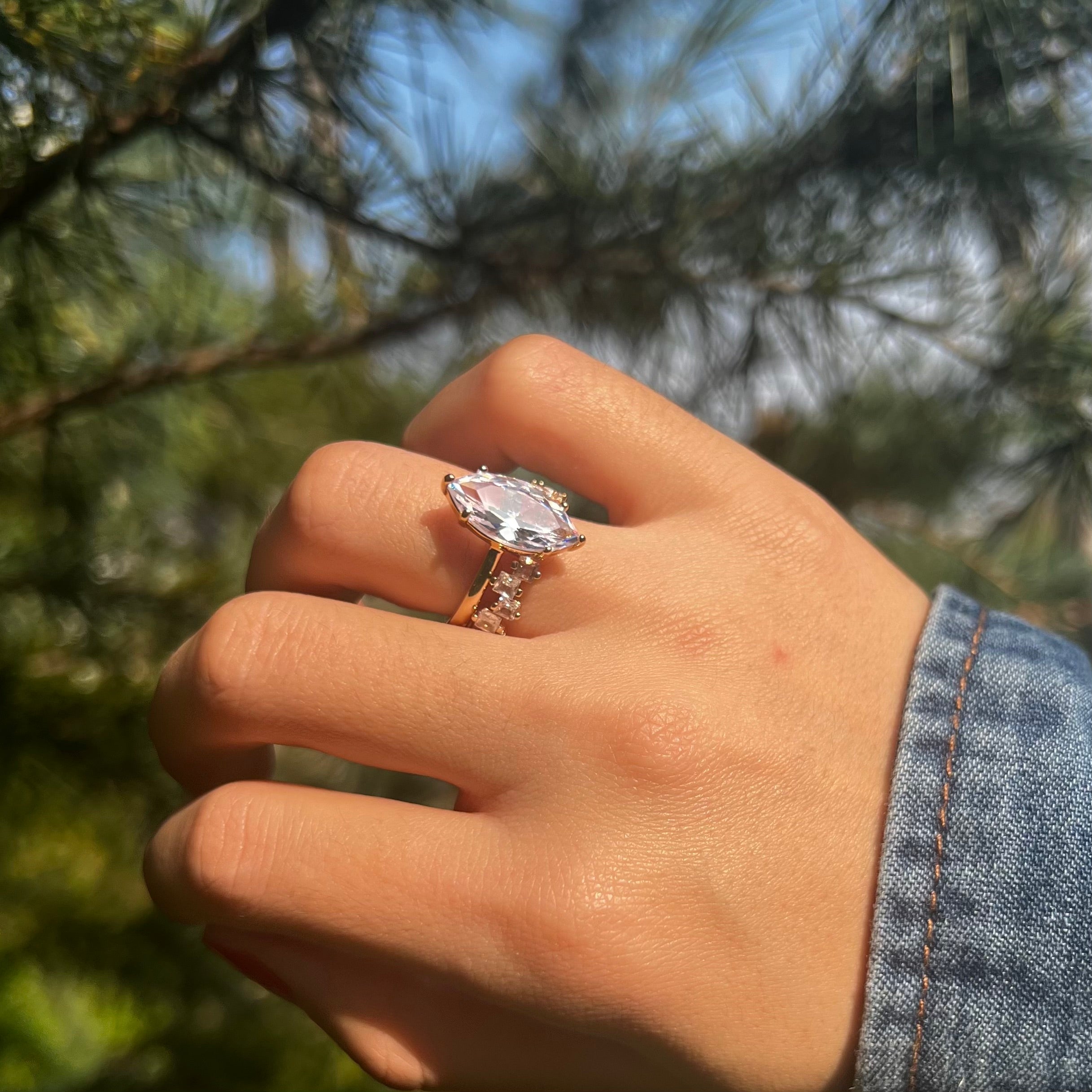 Vintage Marquise Cut Bridal Set In Sterling Silver