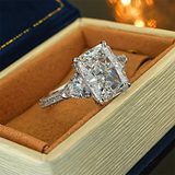 4 Ct Radiant Cut Three Stone Engagement Ring in Sterling Silver