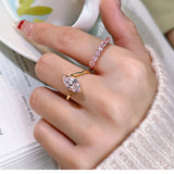 Simple Pink Marquise Cut Gold Plated Ring