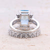 4.0CT. Radiant Cut Blue Gemstone Engagement Ring Set