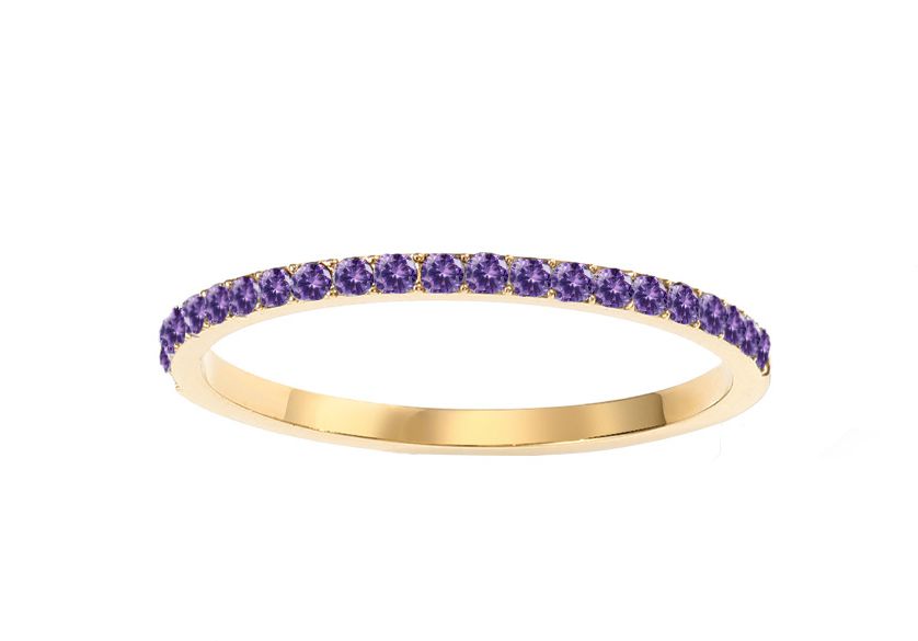 Golden Tone Multi-Color Eternity Band Stackable Ring