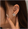 Pave Flower Stud Earrings in Sterling Silver