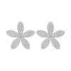 Pave Flower Stud Earrings in Sterling Silver