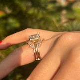 2 Pcs Hidden Halo Oval Cut Insert Bridal Set For Women