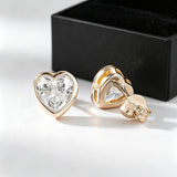 Heart Cut Bubble Design Stud Earrings in Sterling Silver