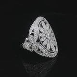 Vintage Daisy Design Luxury Ring in Sterling Silver