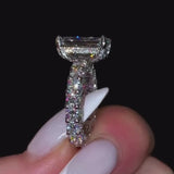 Gorgeous Radiant Cut Pave Sterling Silver Engagement Ring
