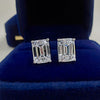 Emerald Cut Stud Earrings In Sterling Silver