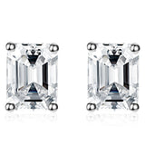 Emerald Cut Stud Earrings In Sterling Silver