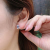 Emerald Cut Stud Earrings In Sterling Silver