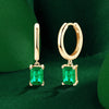 Golden Tone Emerald Color Drop Earrings