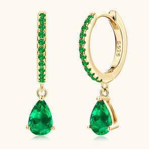 Retro  Pear Shape Emerald Color Drop Earrings