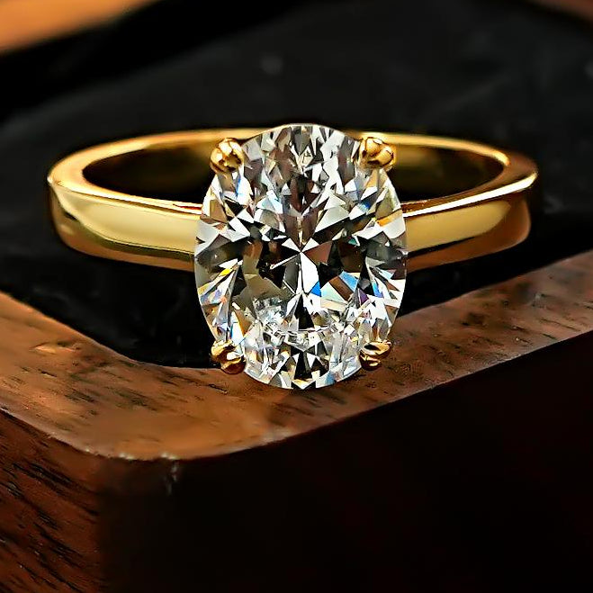 Thin Band Design Oval Cut Engagement Ring  Engagement Ring