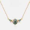 Luxury Natural Green Moss Agate Silver Neckalce