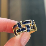 5.25ctw Sapphire Blue Basket Weave Eternity Wedding Band