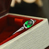 Simple Green Oval Cut Sterling Silver Ring