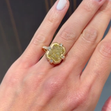 Vintage-Inspired Yellow Stone Textured Engagement Ring in 925 Sterling Silver