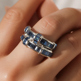 5.25ctw Sapphire Blue Basket Weave Eternity Wedding Band