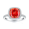 3.5ct Cushion Cut Halo Multi Color Sterling Silver Engagement Ring