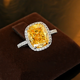 5 Ct Fancy Yellow Radiant Cut Engagement Ring in Sterling Silver