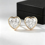 Heart Cut Bubble Design Stud Earrings in Sterling Silver