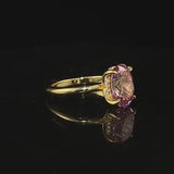Classic Pink Tourmaline Oval Cut Golden Tone Ring
