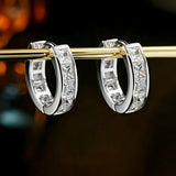 Princess Cut Baguette Hoop Earrings in Sterling Silver