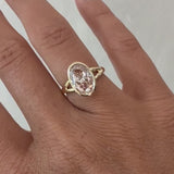 Simple Pink Oval Cut Sterling Silver Engagement Ring
