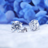 Classic 4 Prong Round Cut D Color Moissanite Stud Earrings