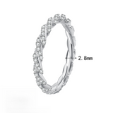 Twisted Design Moissanite Stackable Band Ring in Sterling Silver