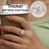 Classic 4 Prong Round Cut Sterling Silver Engagement Ring with Band