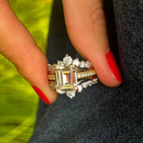 Vintage 2 Pcs Hidden Halo Emerald Cut Insert Bridal Set