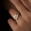 Pear Cut Flower Design Asymmetric Blossom Engagement Ring