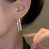 Crisscross Sparkle Hoop Earrings – S925 Silver Posts