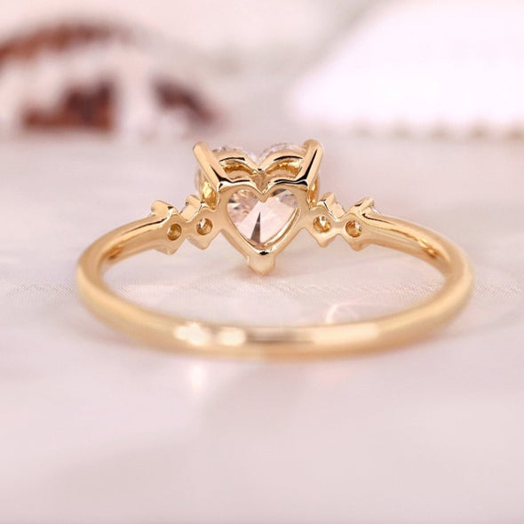 Golden Tone Solitaire Heart Cut Engagement Ring