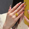 Luxe Pleated Ribbon Ring with Yellow Stone
