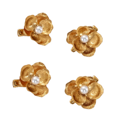 Floral Hair Clip Set – 4-Piece Elegant Blooming Barrettes