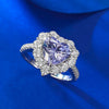 Gorgeous Purple Stone Heart Cut Engagement Ring In Sterling Silver