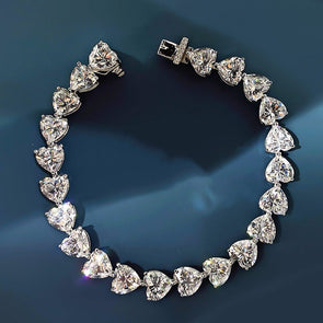 Beautiful Heart Cut Tennis Bracelet in Sterling Silver