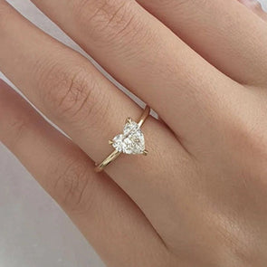 Heart Cut Solitaire Gold Tone Engagement Ring For Her