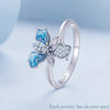 Blue Iris Sterling Silver Adjustable Ring – Enamel & White Gold Plated
