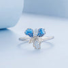 Blue Iris Sterling Silver Adjustable Ring – Enamel & White Gold Plated