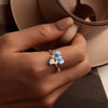 Blue Iris Sterling Silver Adjustable Ring – Enamel & White Gold Plated