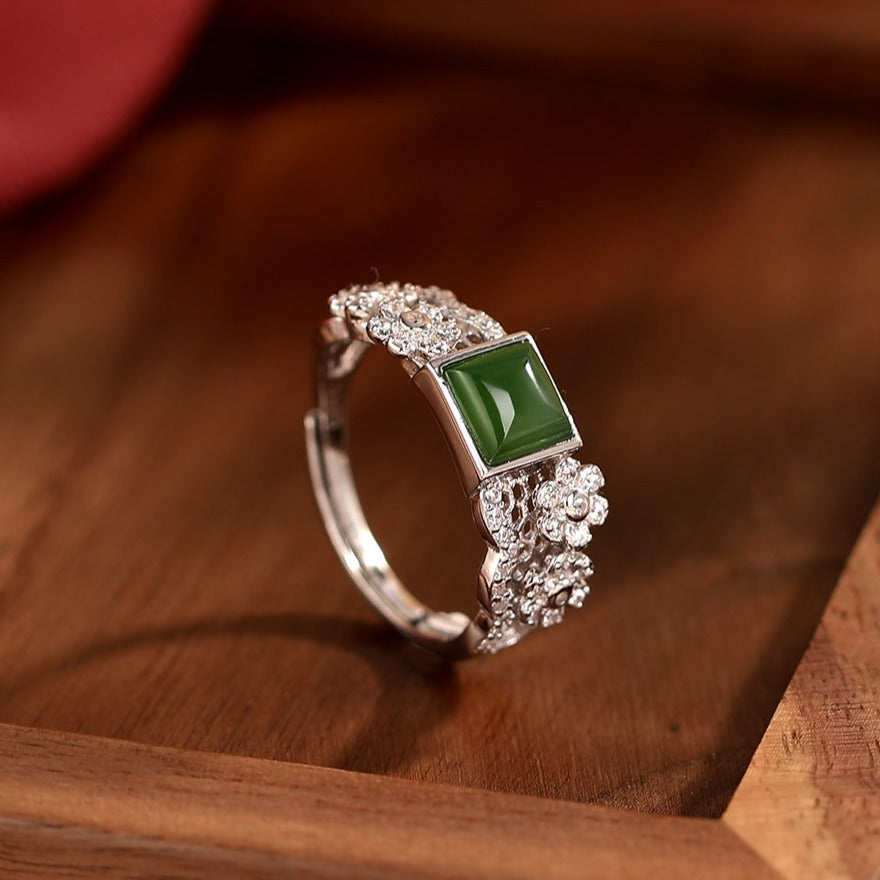 White Gold Jade Ring | jadeite jade Ring | Men's Jade Bands Rings |  Imperial jade Ring | Engagement Rings – RealJade® Co.
